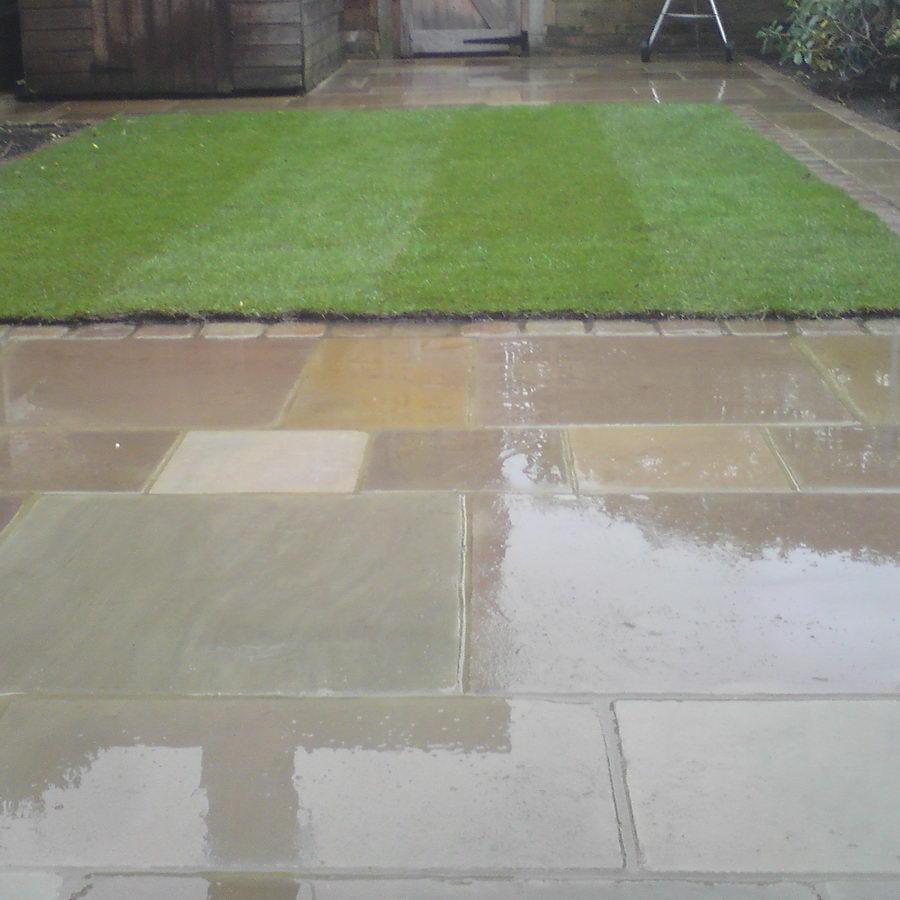 Sandstone paving patio
