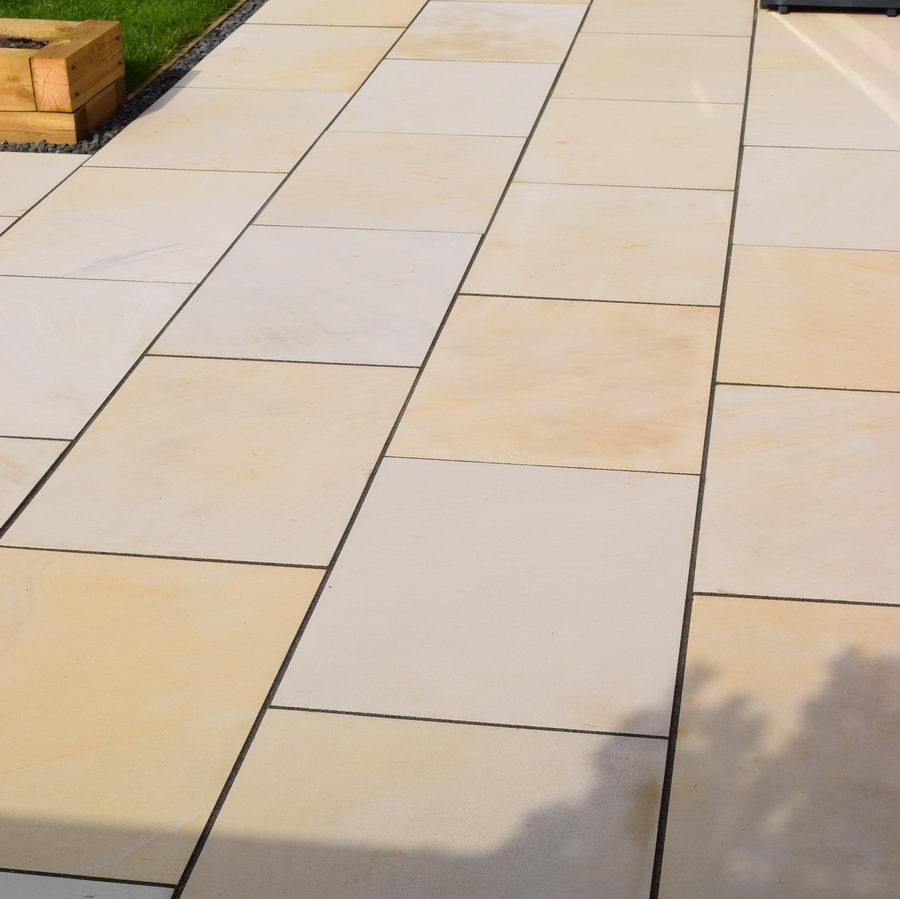 ivory beige smooth sandstone paving slabs