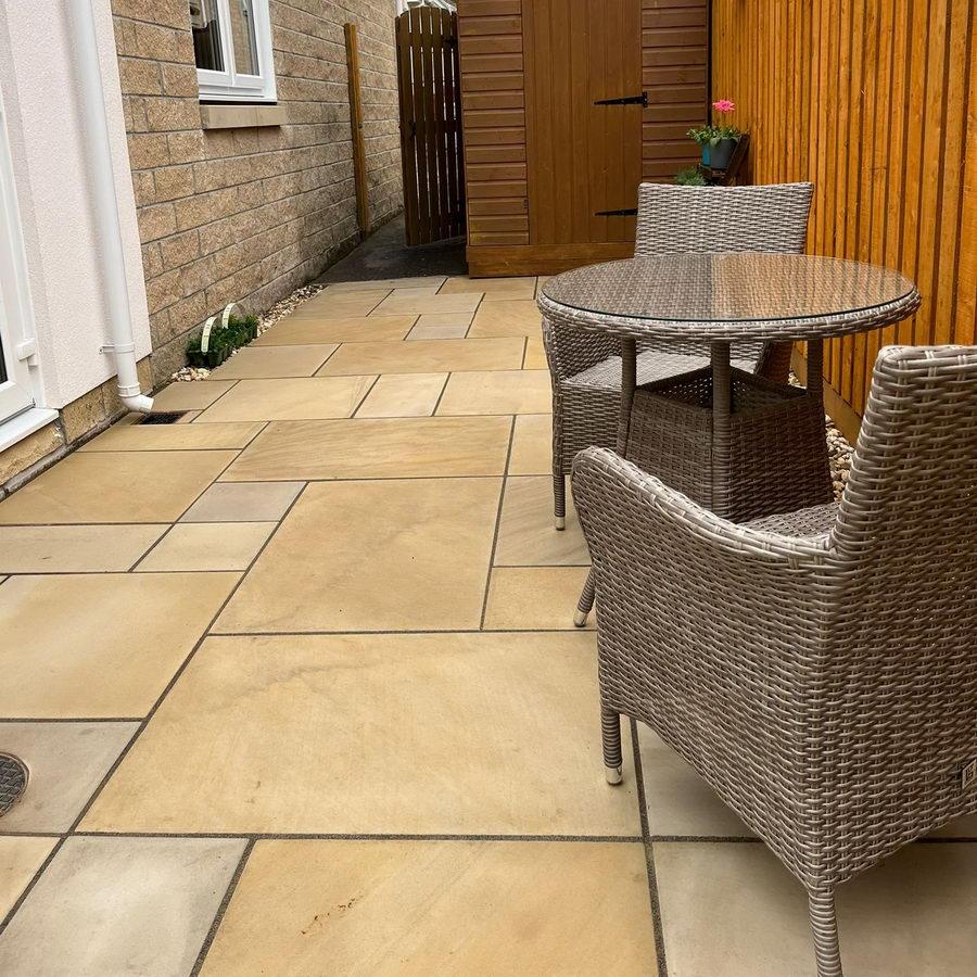 mint fossil sandstone paving patio packs slabs