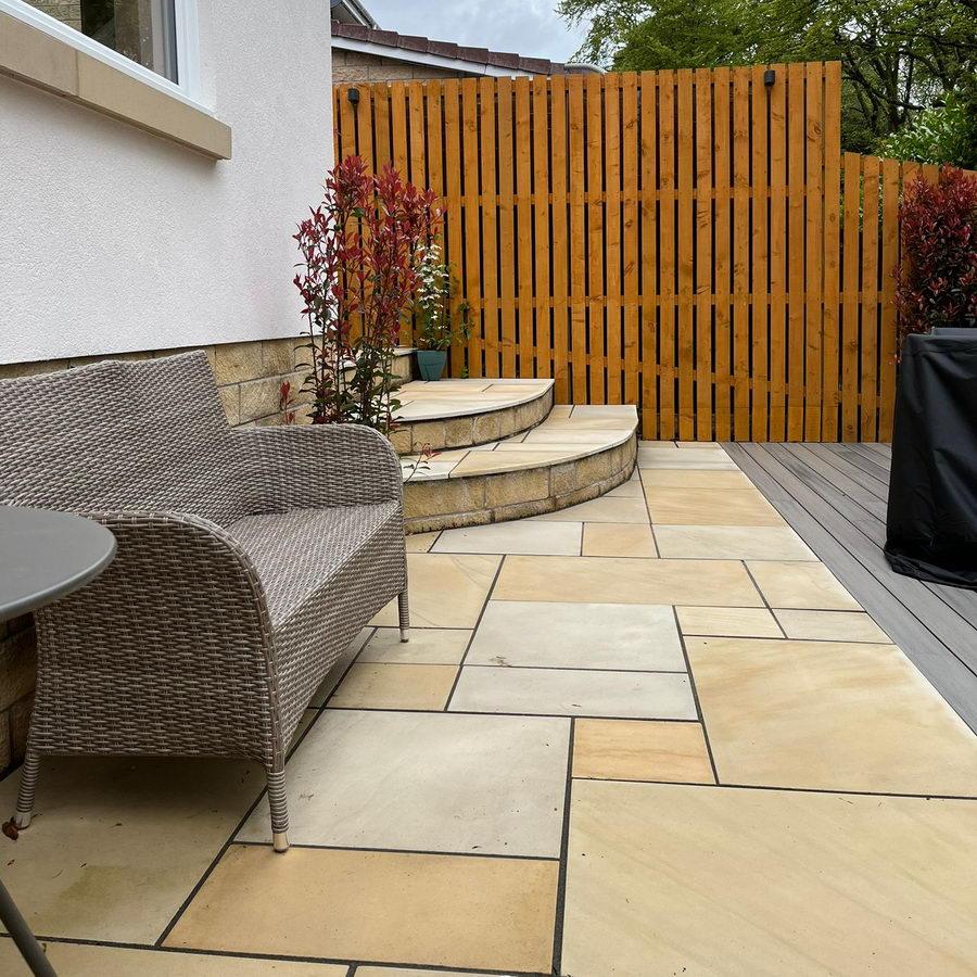 mint fossil sandstone paving slabs patio packs