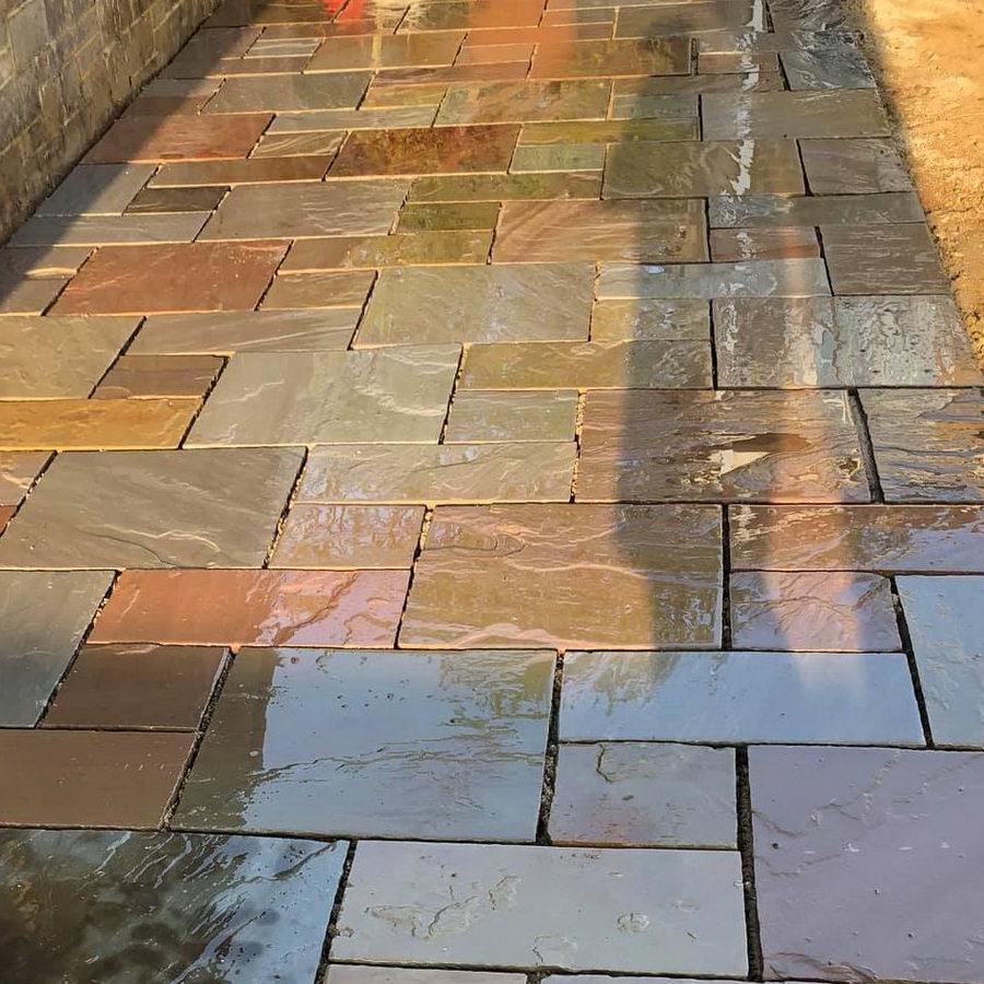 raj blend sandstone paving
