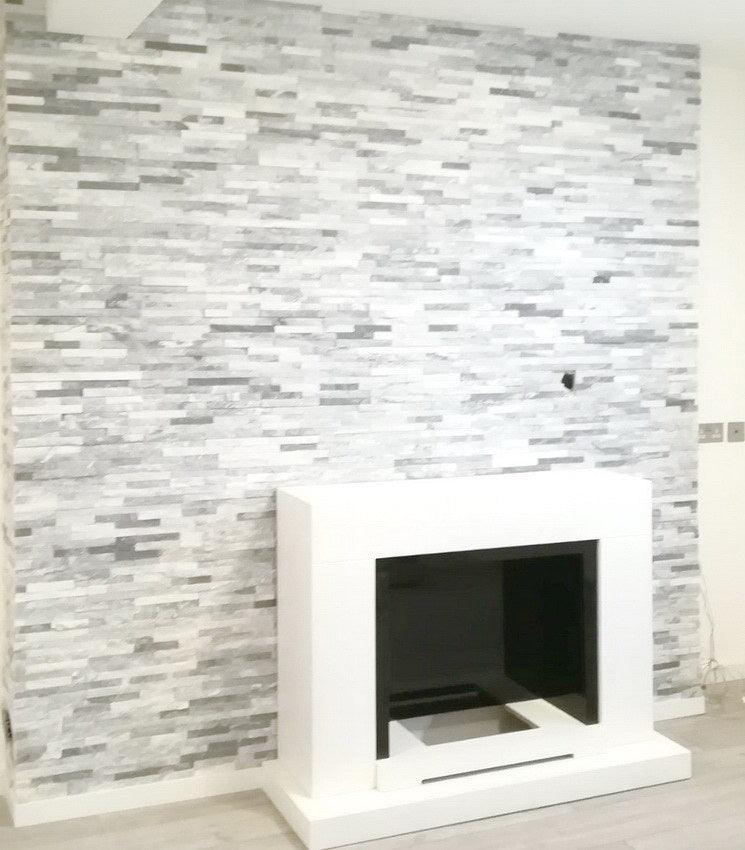 split face tiles white grey quartz