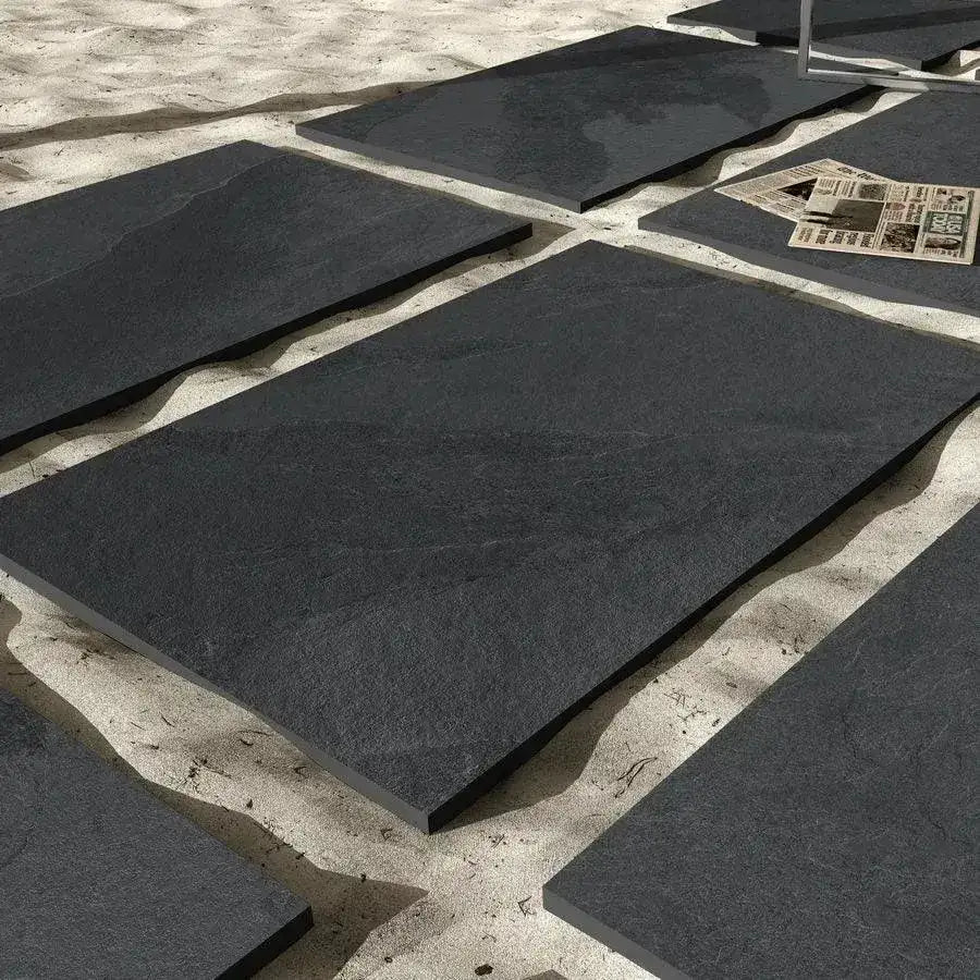 Brazilian black slate porcelain paving slabs 900 x 600