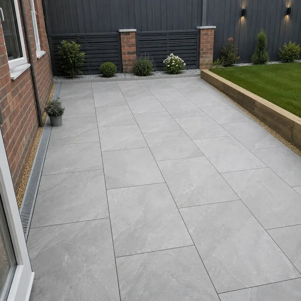 Brazilian grey slate porcelain paving 900 x 600