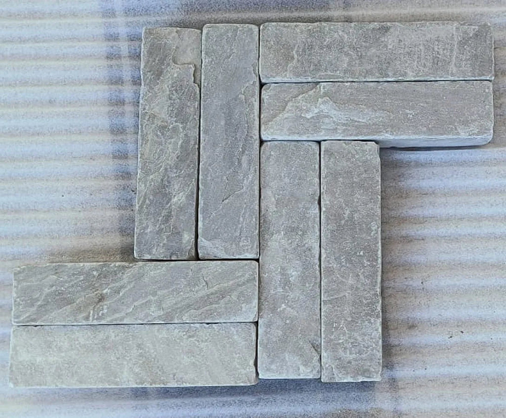 Kandla grey Indian sandstone tumbled pavers