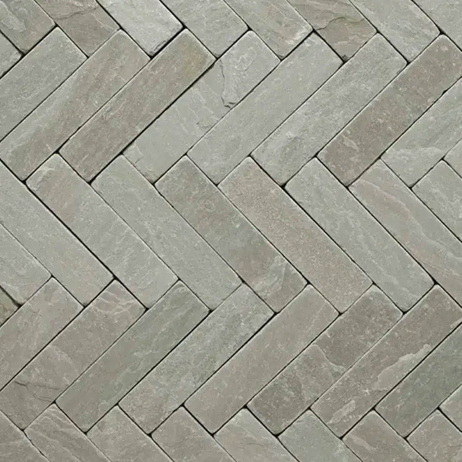 Kandla grey Indian sandstone tumbled pavers