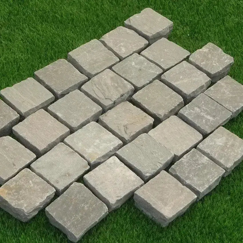 Kandla grey Indian sandstone cobbles
