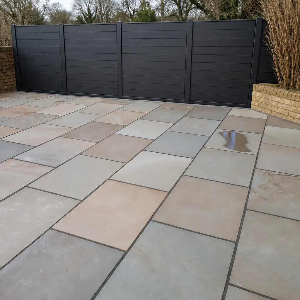 Raj green smooth Indian sandstone paving 900 x 600