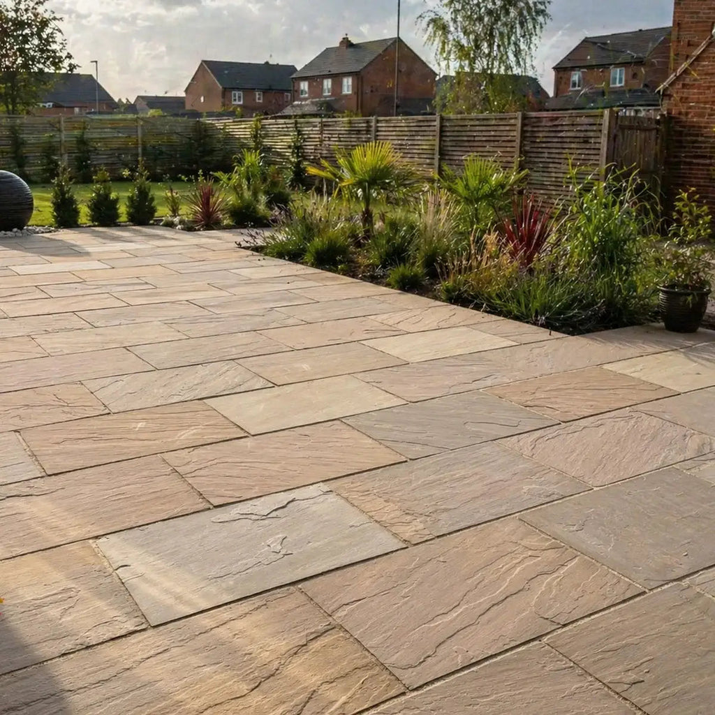 Raj green Indian sandstone paving 900 x 600