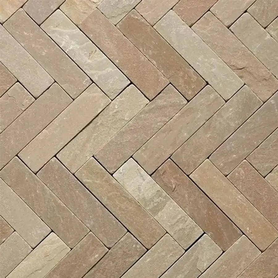 Raj green Indian sandstone tumbled pavers