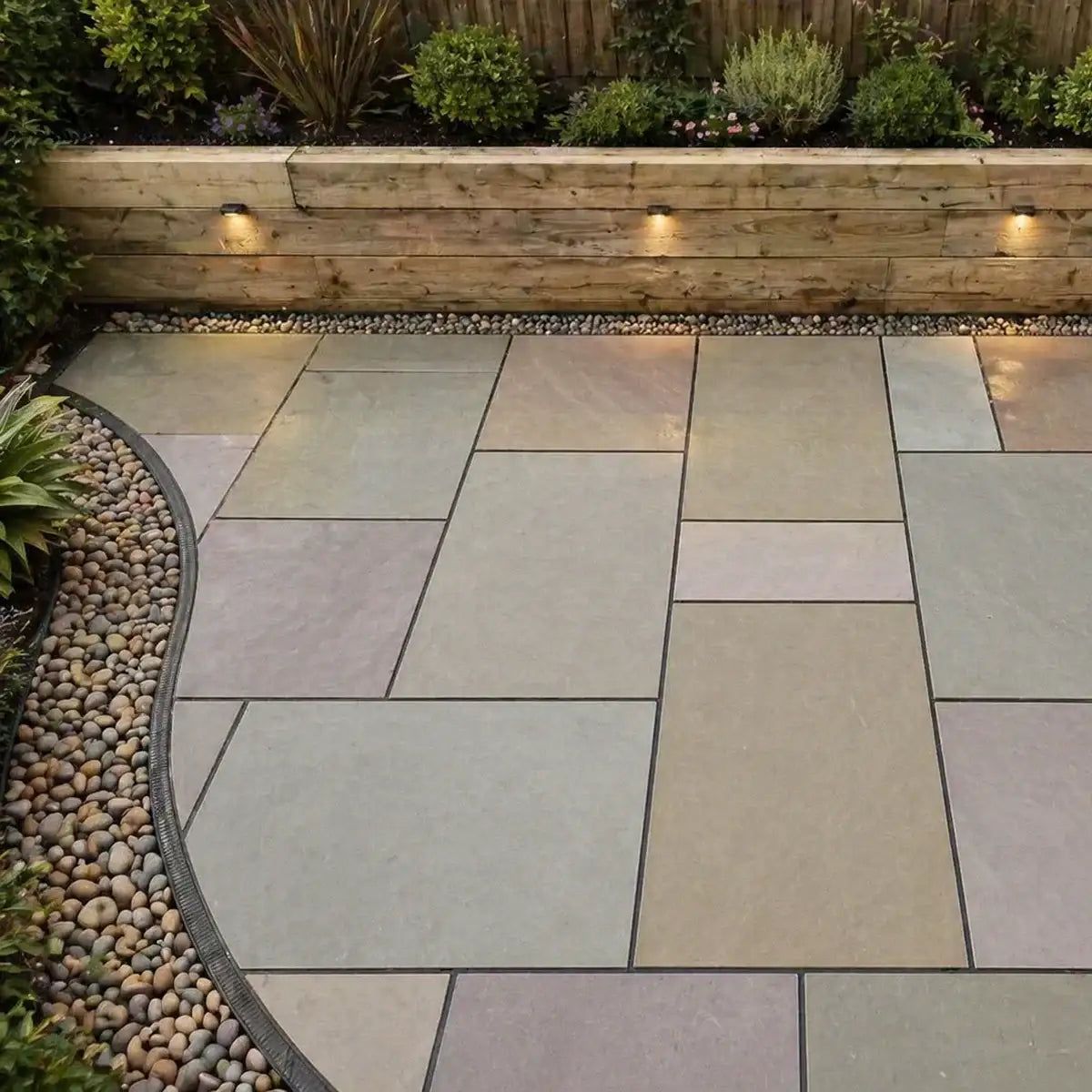 Raj green smooth sandstone paving patio packs