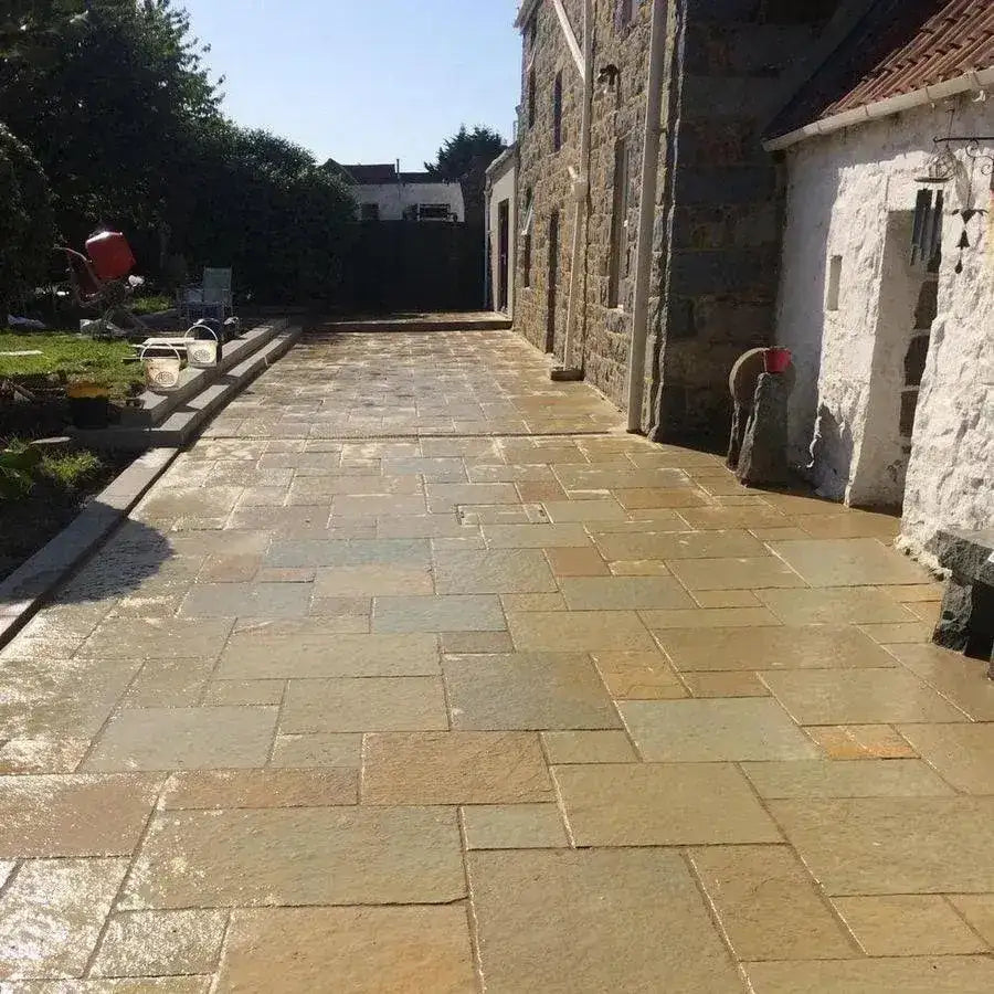 Tandur yellow limestone tumbled patio