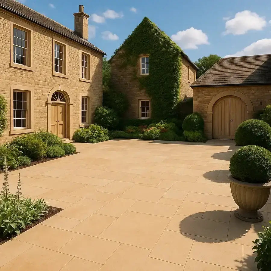 Yorkstone paving slabs sawn honed