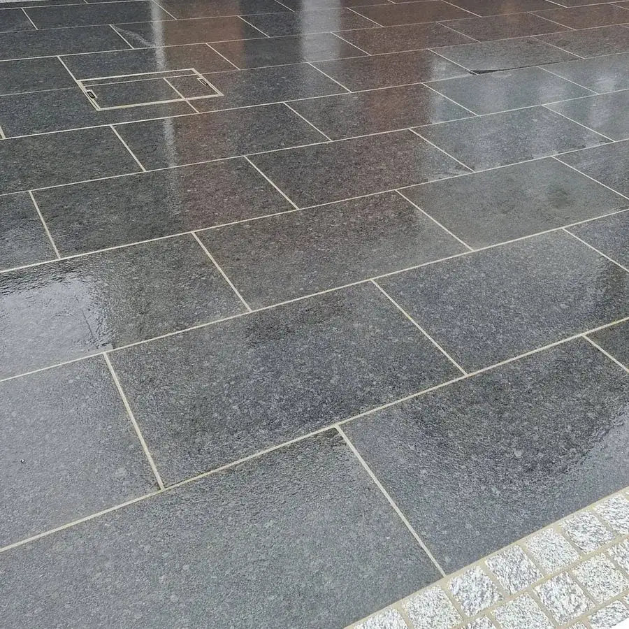 Ash black granite paving slabs 900 x 600