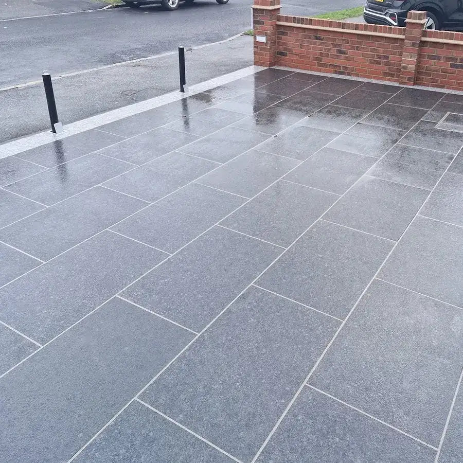 Ash black granite paving slabs 900 x 600