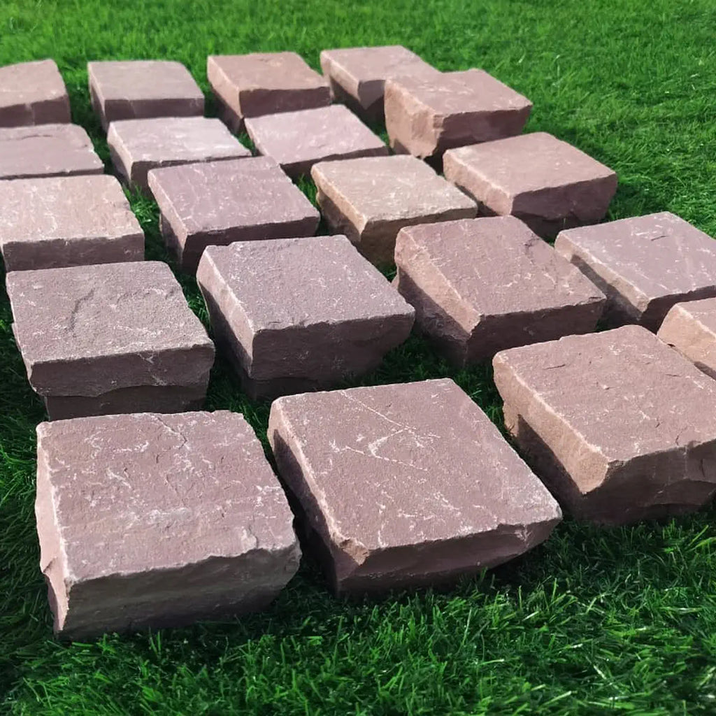 autumn brown sandstone cobbles 100 x 100 x 40-60