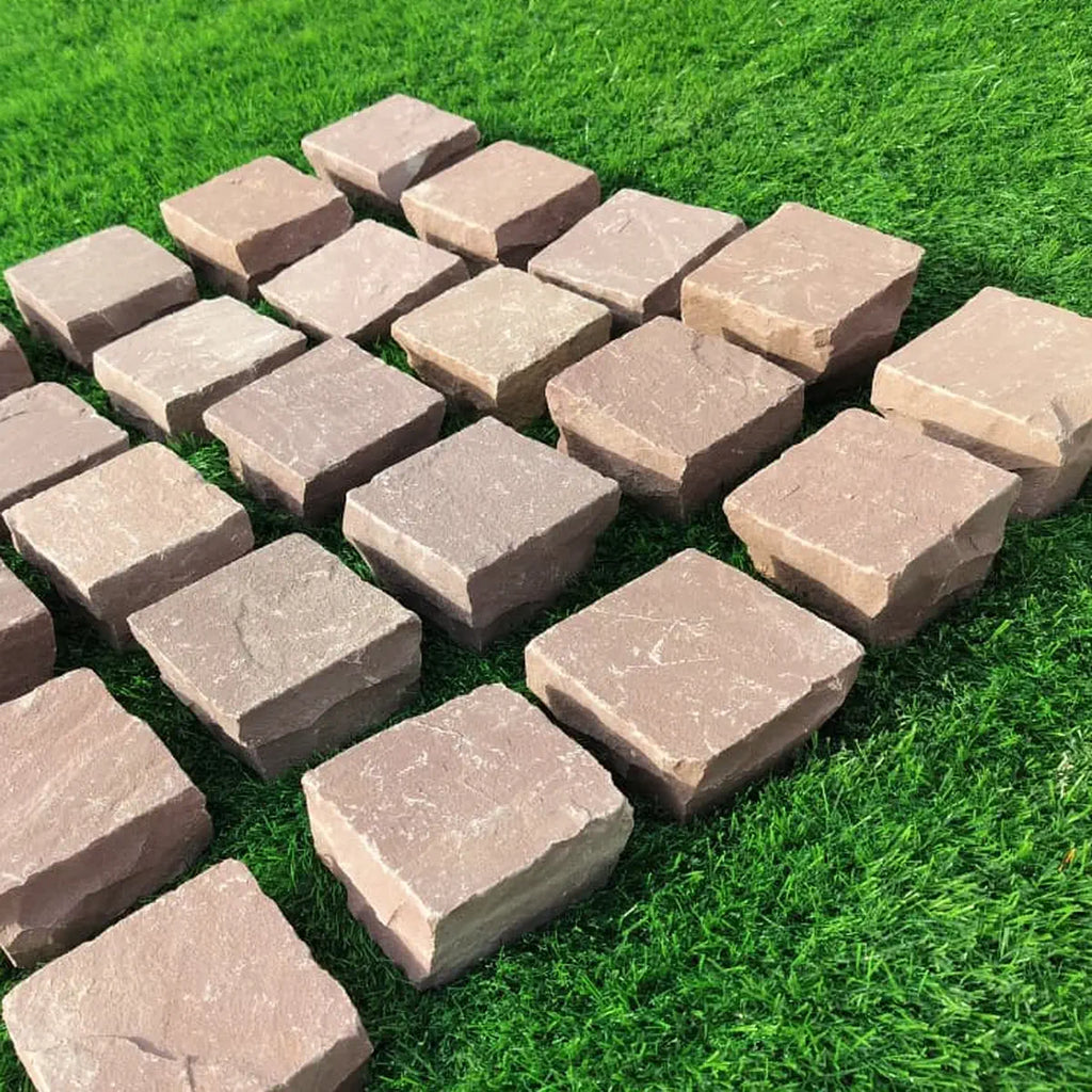 autumn brown sandstone cobbles 100 x 100 x 40-60