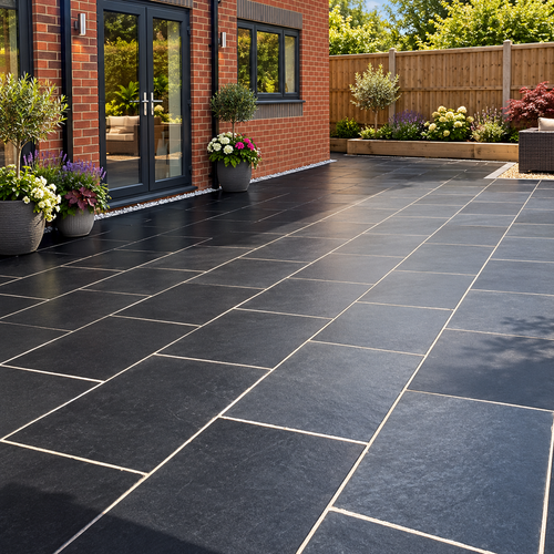 black limestone paving slabs 900 x 600 x 20