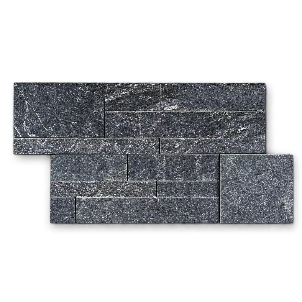 black quartz split face cladding tiles 350 x 180