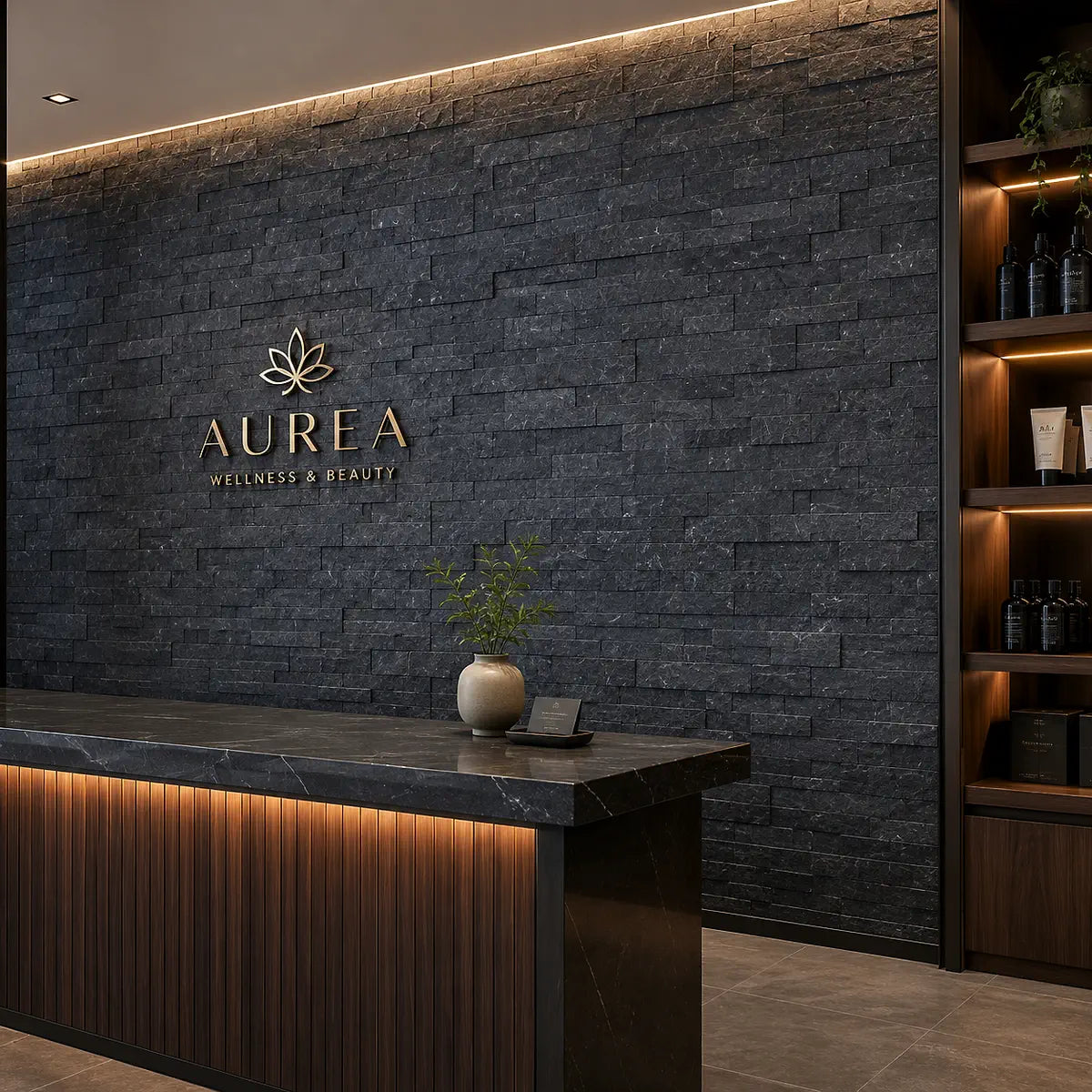 black spark quartz split face cladding tiles