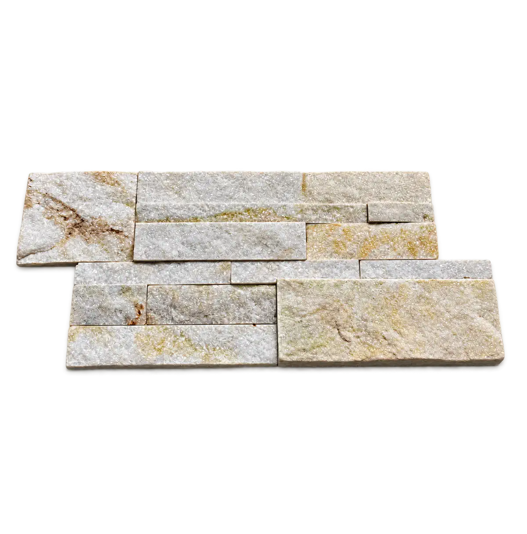 cream sparkle quartz slit face tiles 3D mosaic tiles