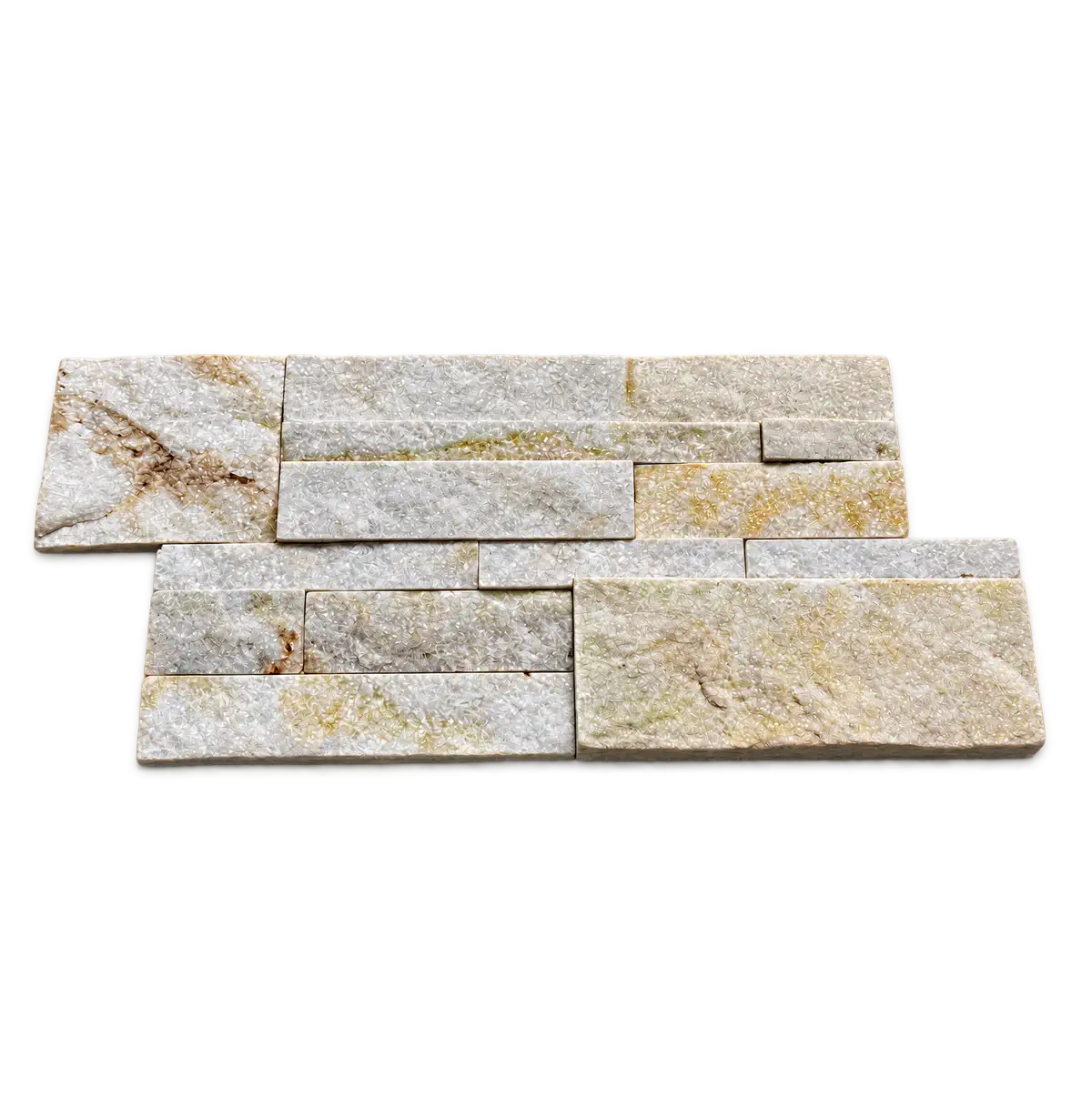 cream sparkle quartz slit face tiles 3D mosaic tiles
