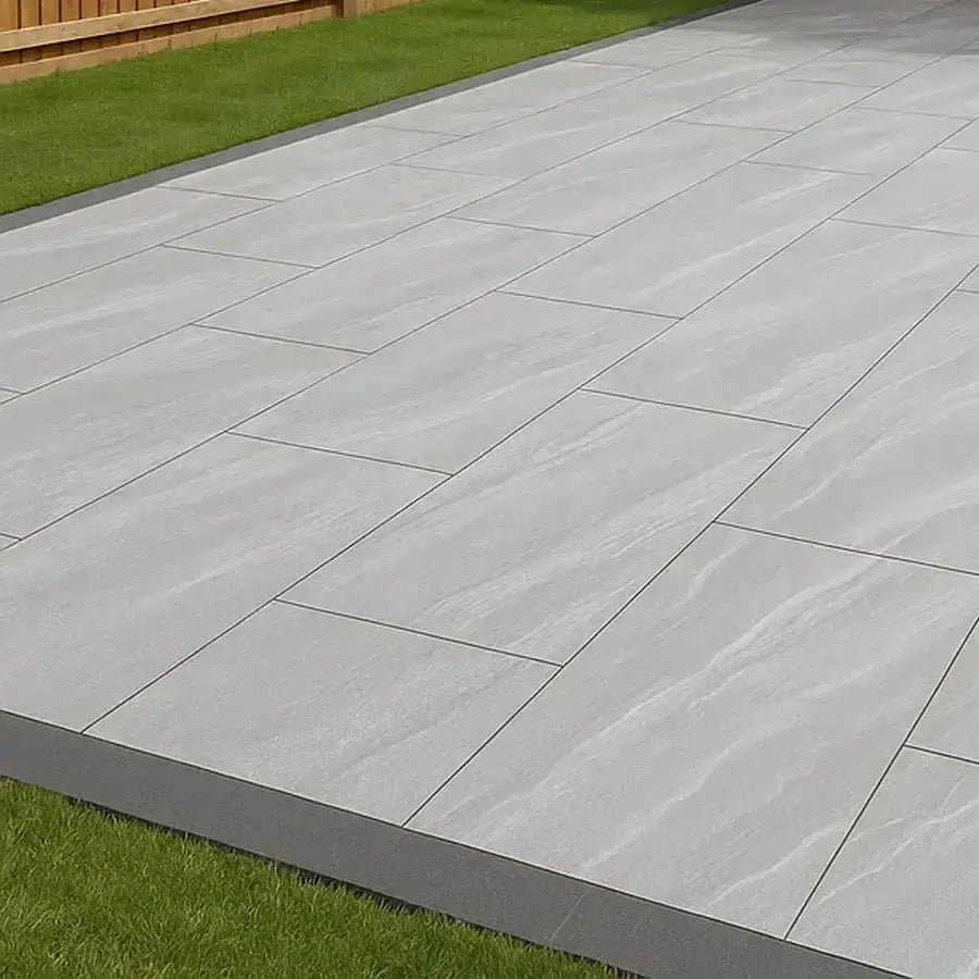 crossover grey porcelain paving tiles