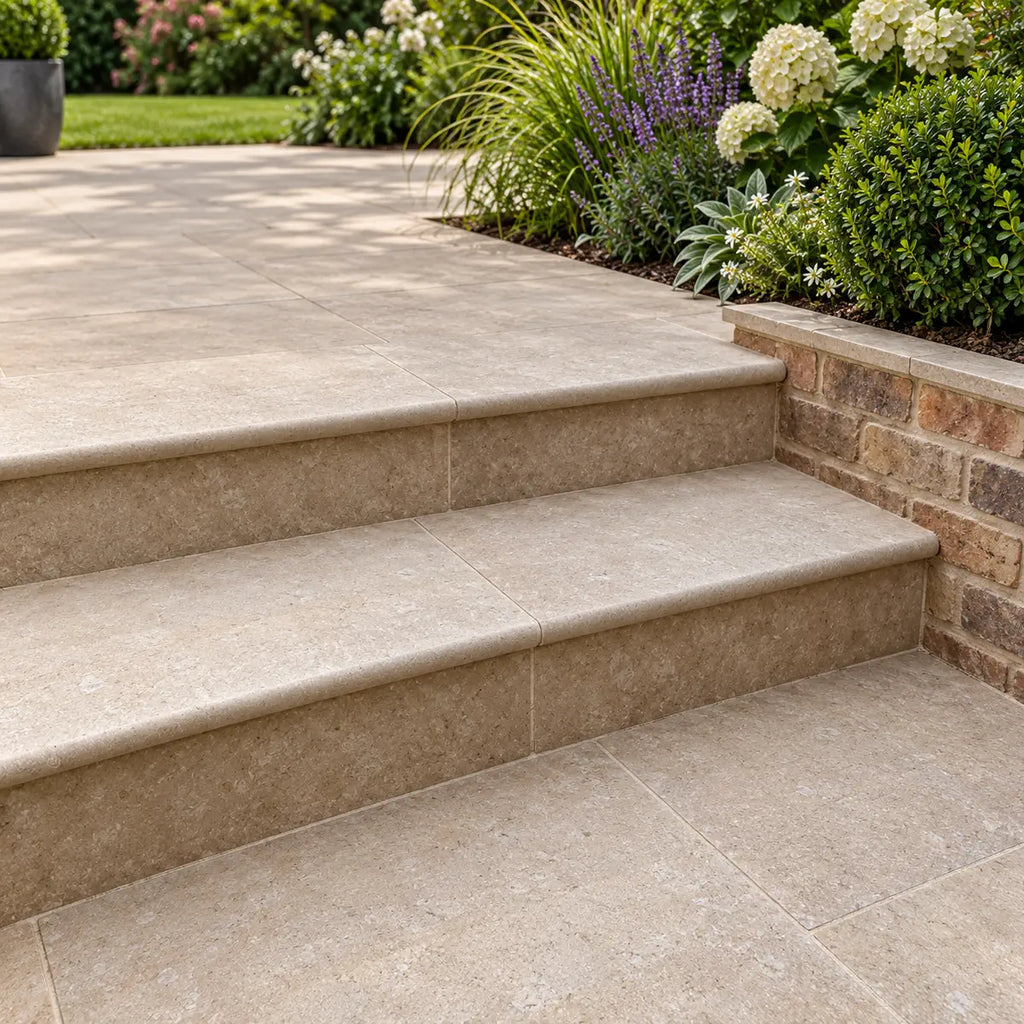 Dijon limestone bullnose steps 900 x 400 x 40