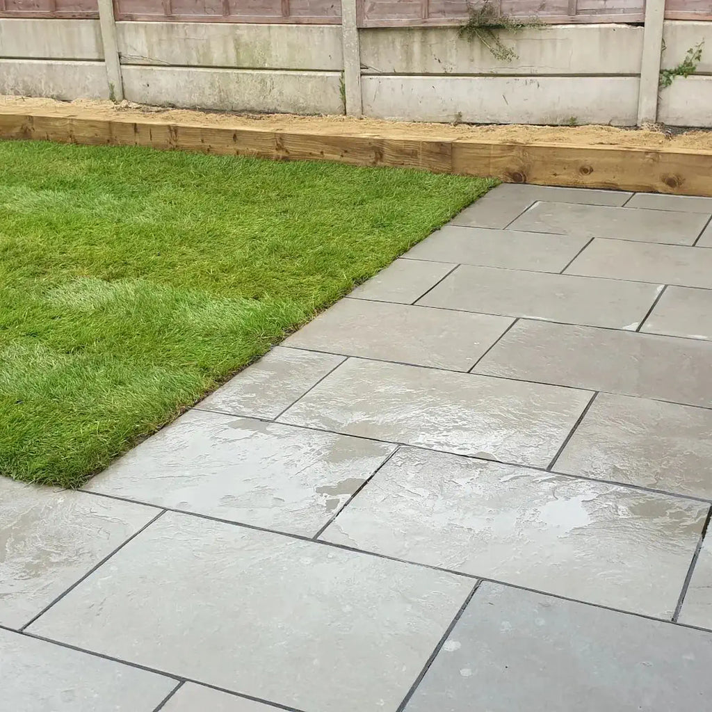 Dove grey limestone paving 900 x 600