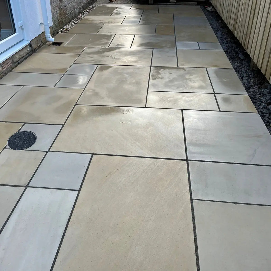 fossil mint smooth sandstone paving patio packs
