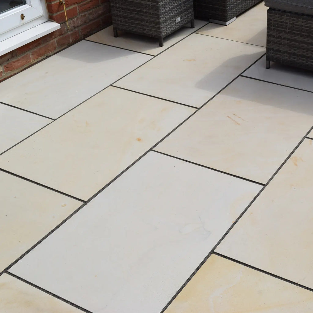 fossil mint smooth sandstone paving 900 x 600 x 20
