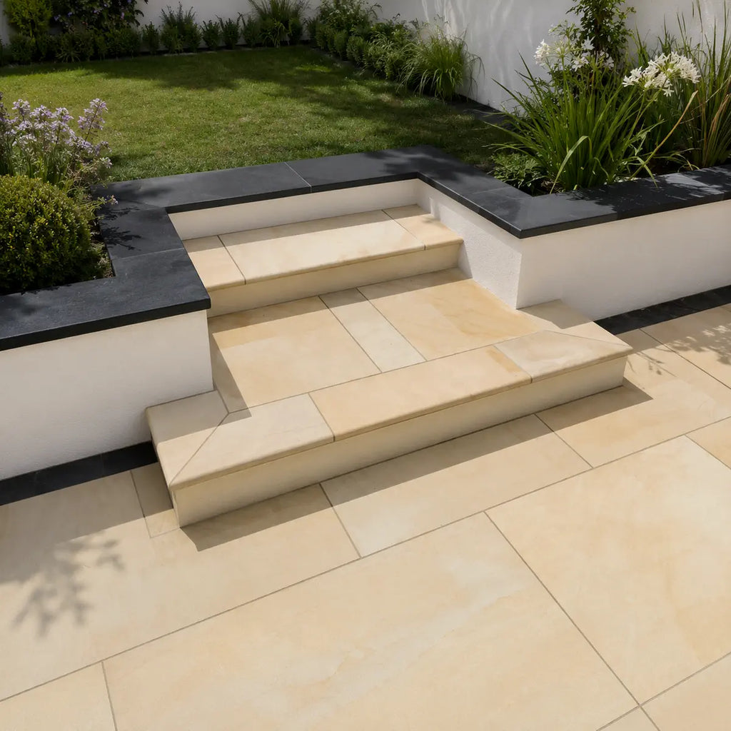 Fossil Mint Smooth Sandstone Bullnose Steps