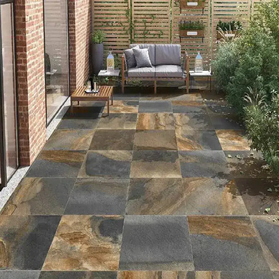 Gold Slate Effect Porcelain Paving Slabs 600x600 £28.99/m2 - Paving Slabs UK