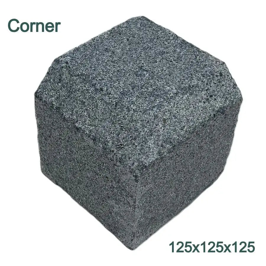granite block kerb corner mid grey