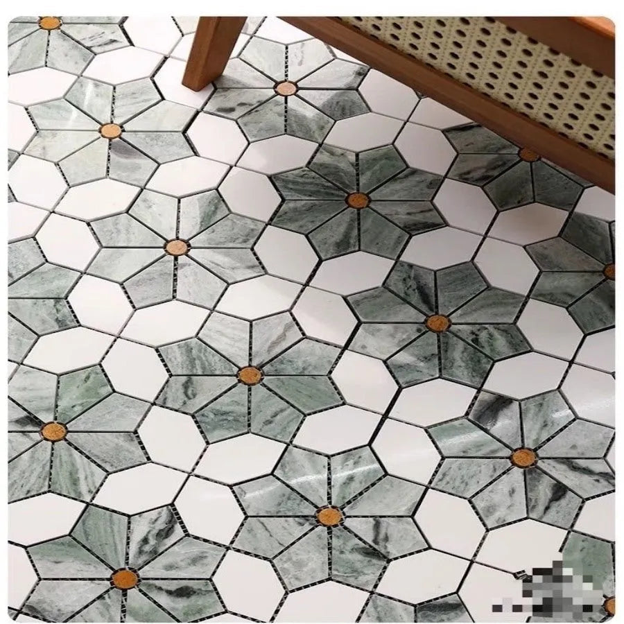 Green Blossom Mosaic Tiles