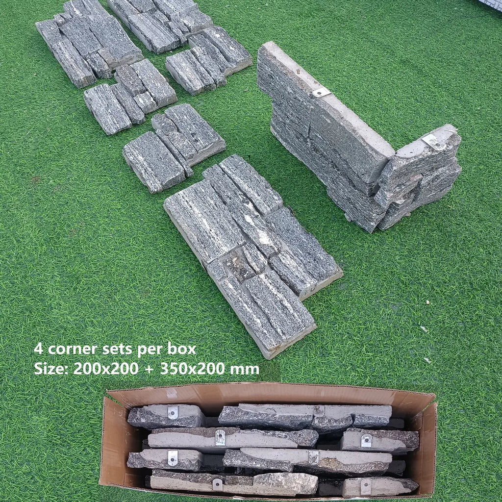 grey granite stone cladding corner