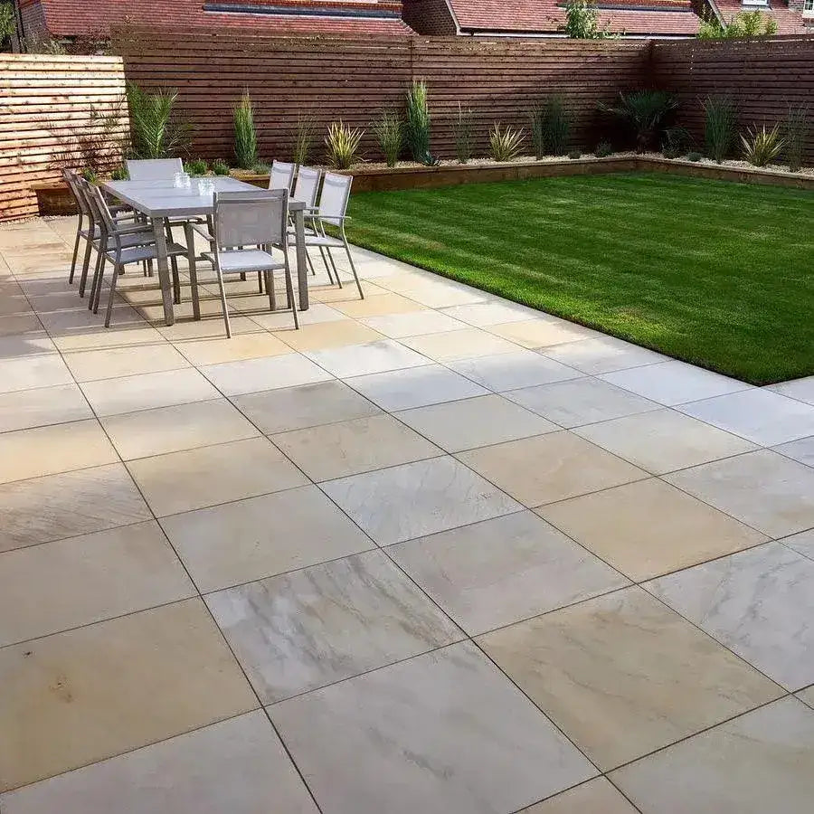 ivory smooth Indian sandstone paving