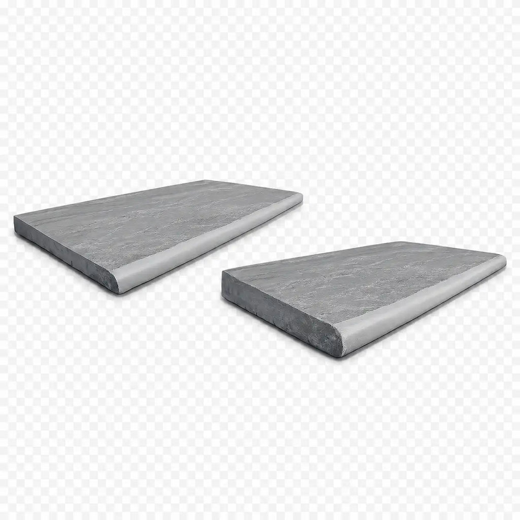 Kandla Grey sandstone bullnose steps in riven surface