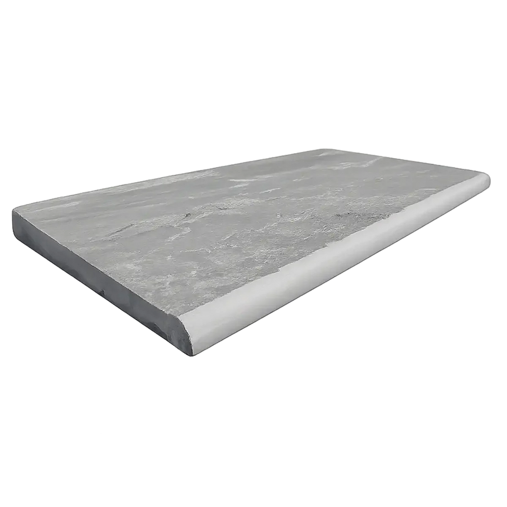 Kandla Grey sandstone bullnose steps in riven surface