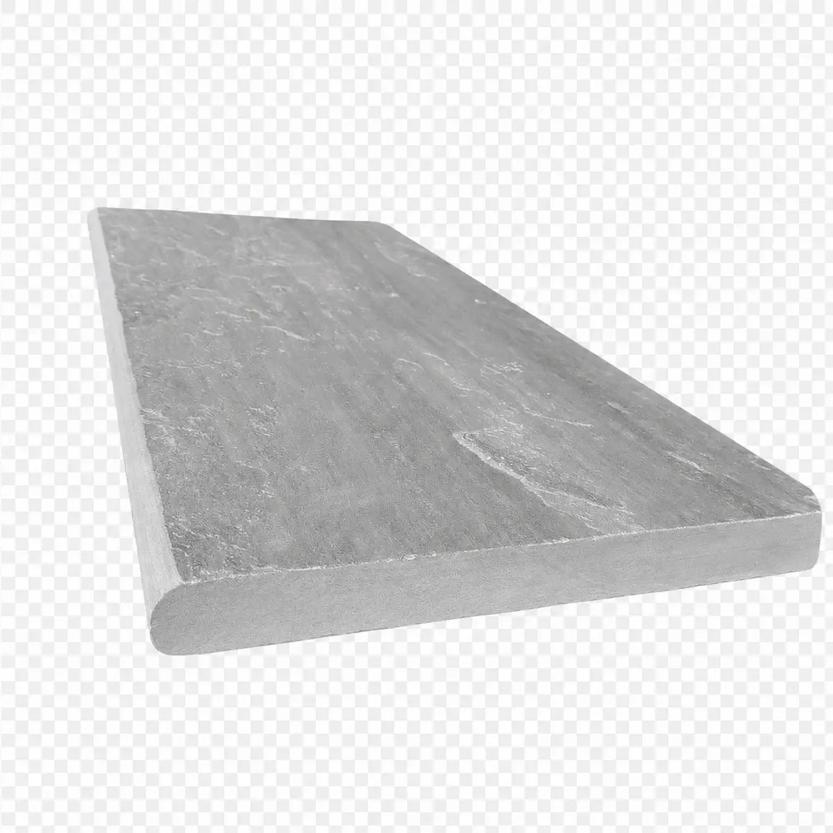 Kandla Grey sandstone bullnose steps in riven surface