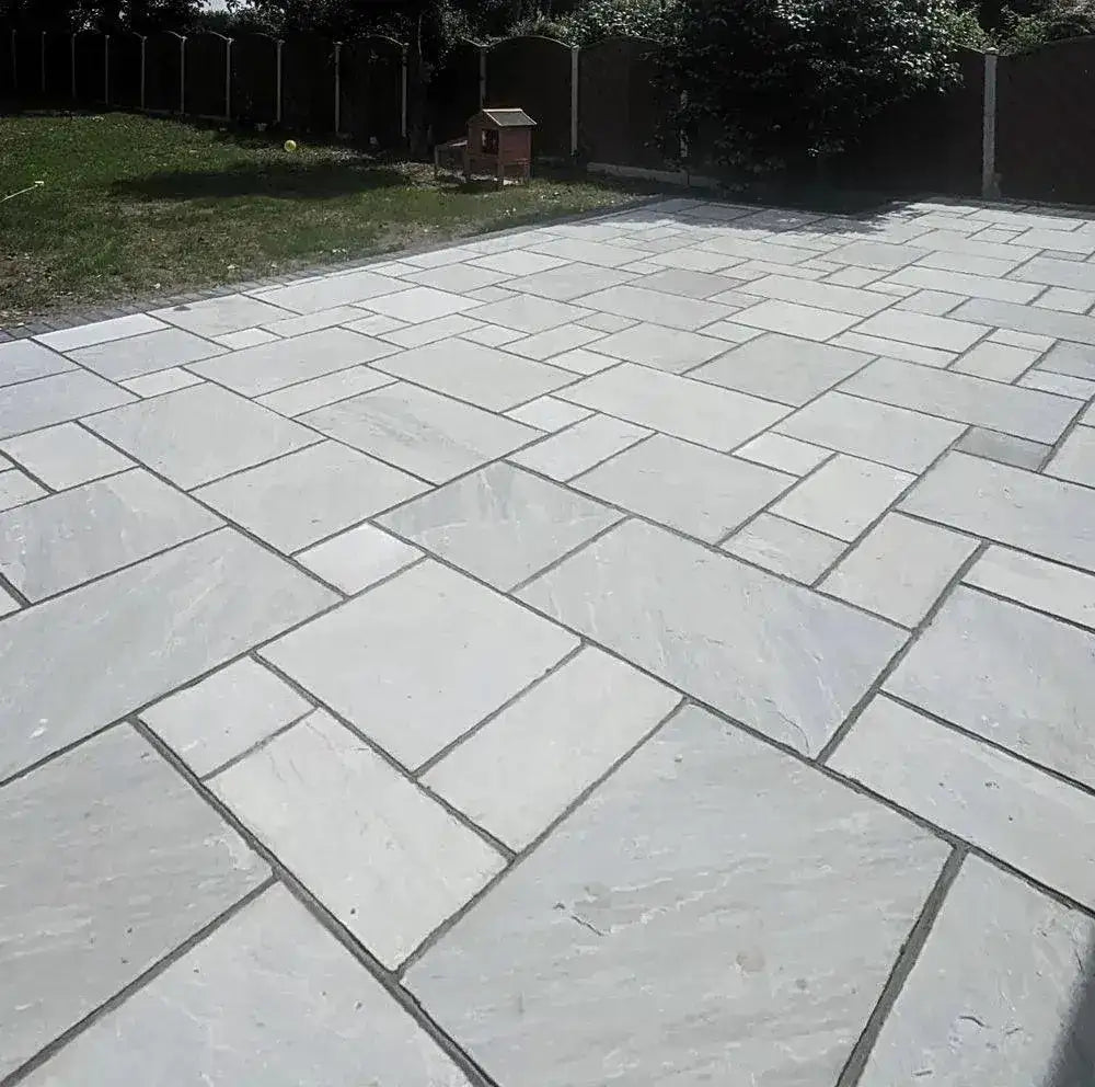 grey Indian sandstone paving slabs