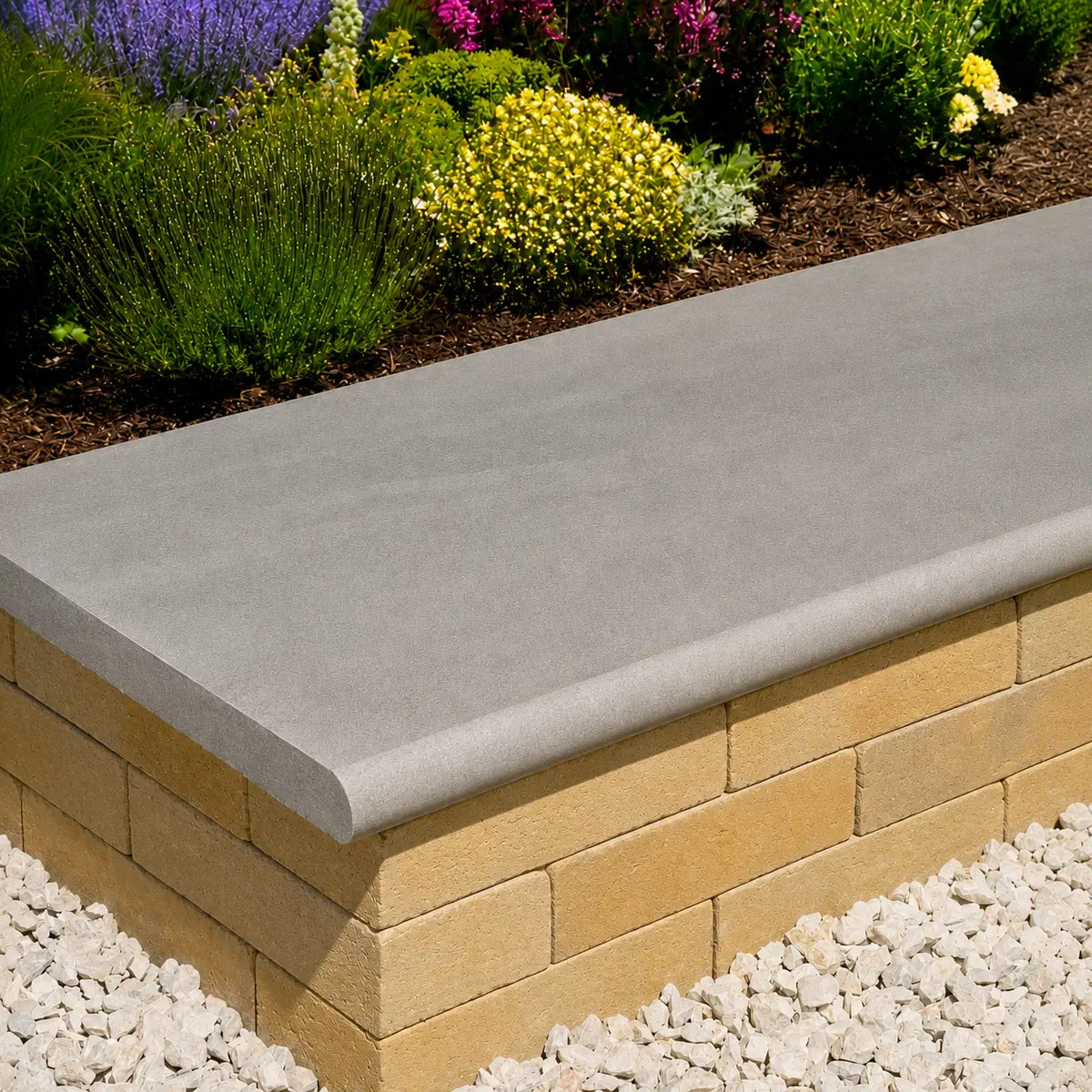 Kandla grey smooth sandstone bullnose steps