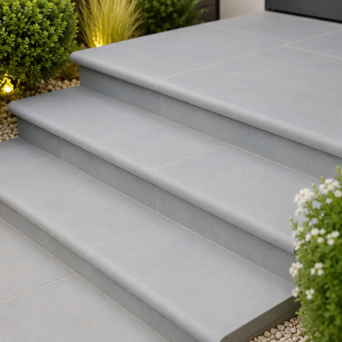 Kandla grey smooth sandstone bullnose steps