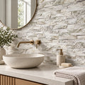 Leaf Trace Snow Marble Split Face Tiles