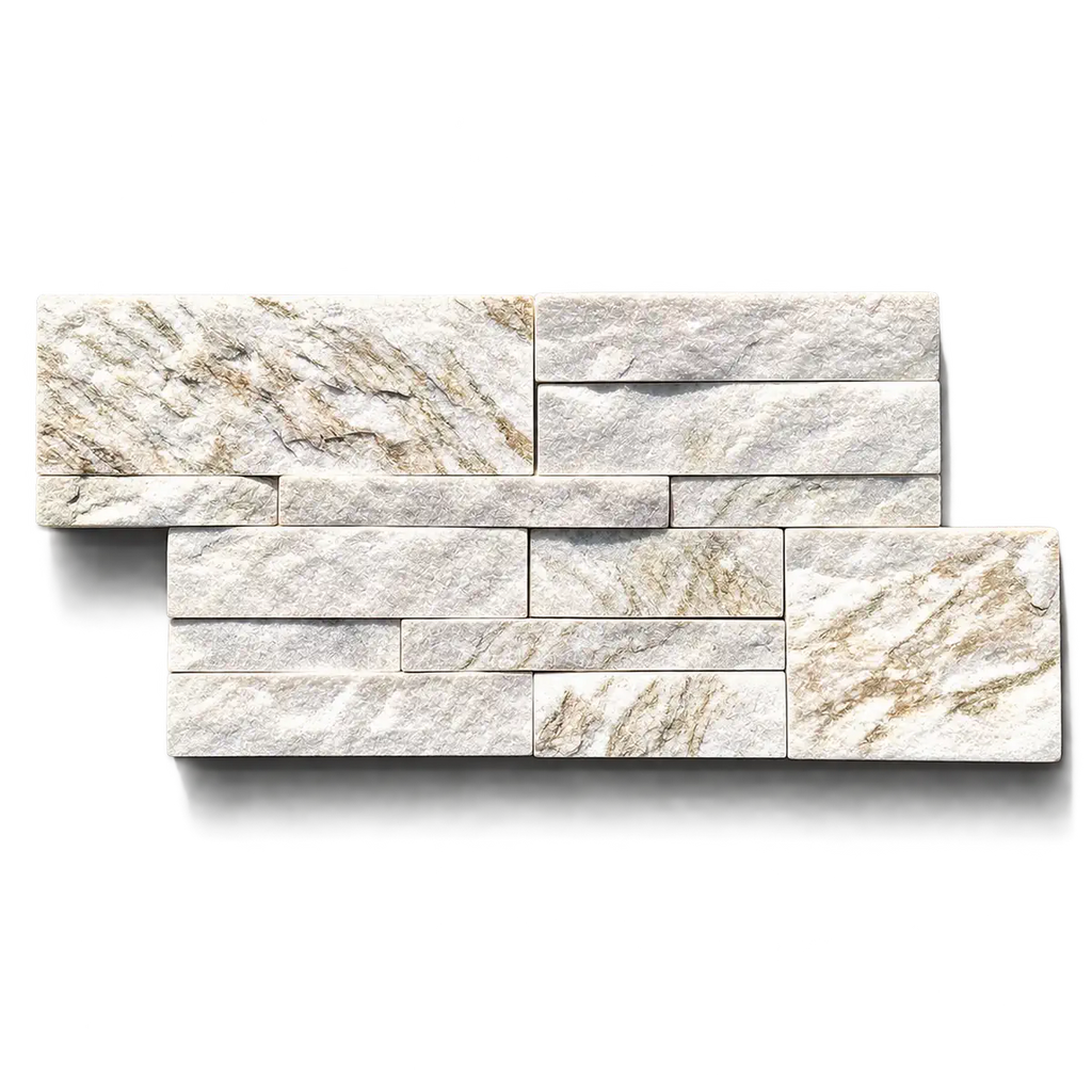 Leaf Trace Snow Marble Split Face Tiles