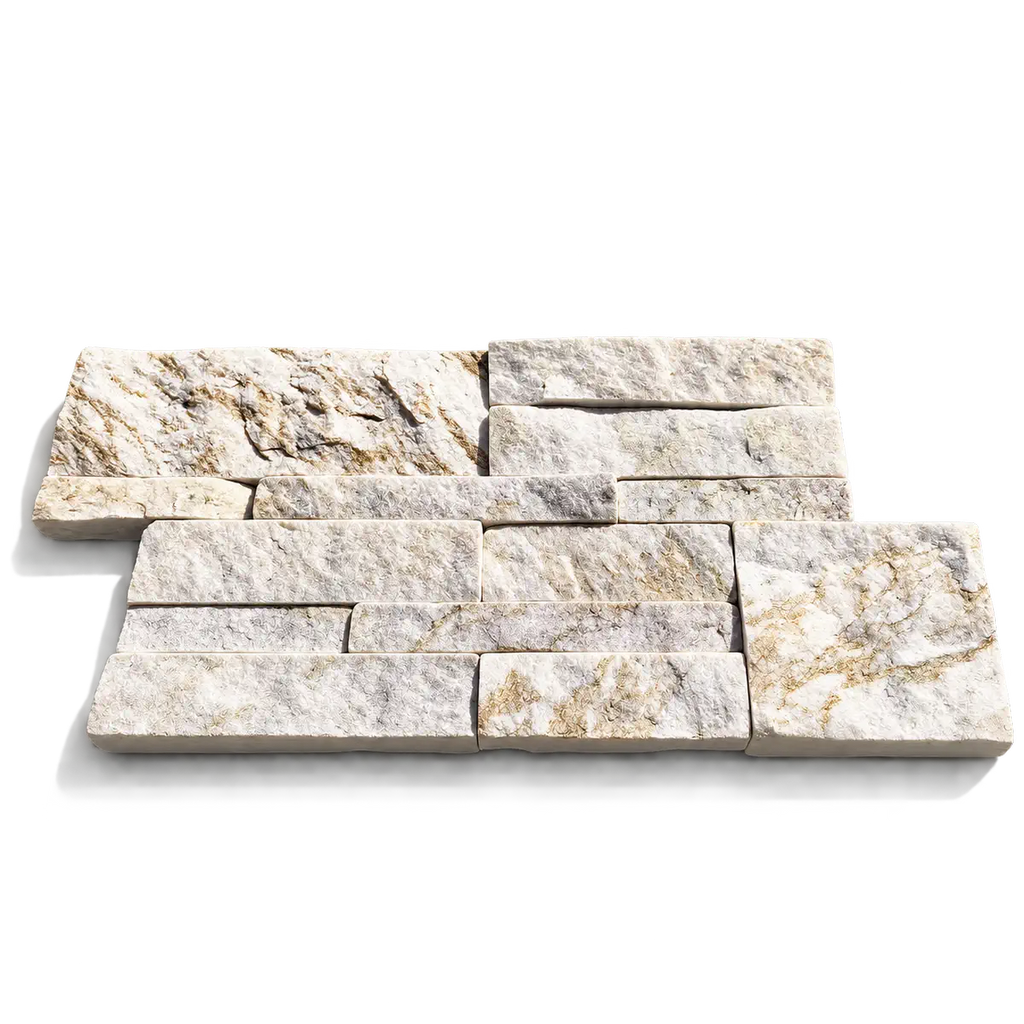 Leaf Trace Snow Marble Split Face Tiles