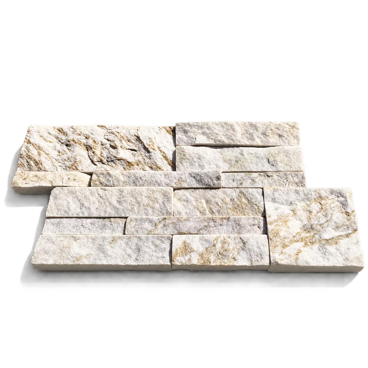 Leaf Trace Snow Marble Split Face Tiles