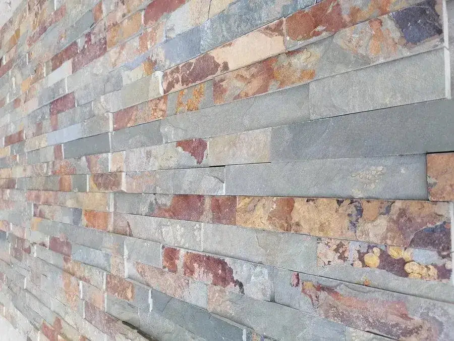 multicolour slate cladding split face tiles