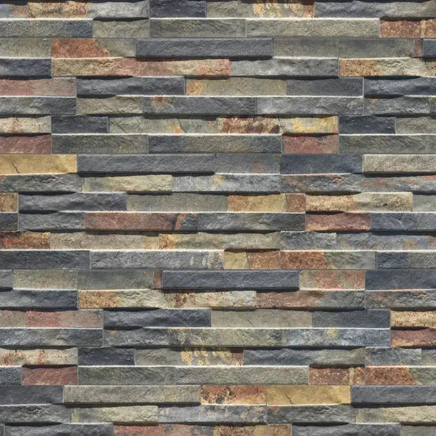 multicolour split face effect porcelain tiles