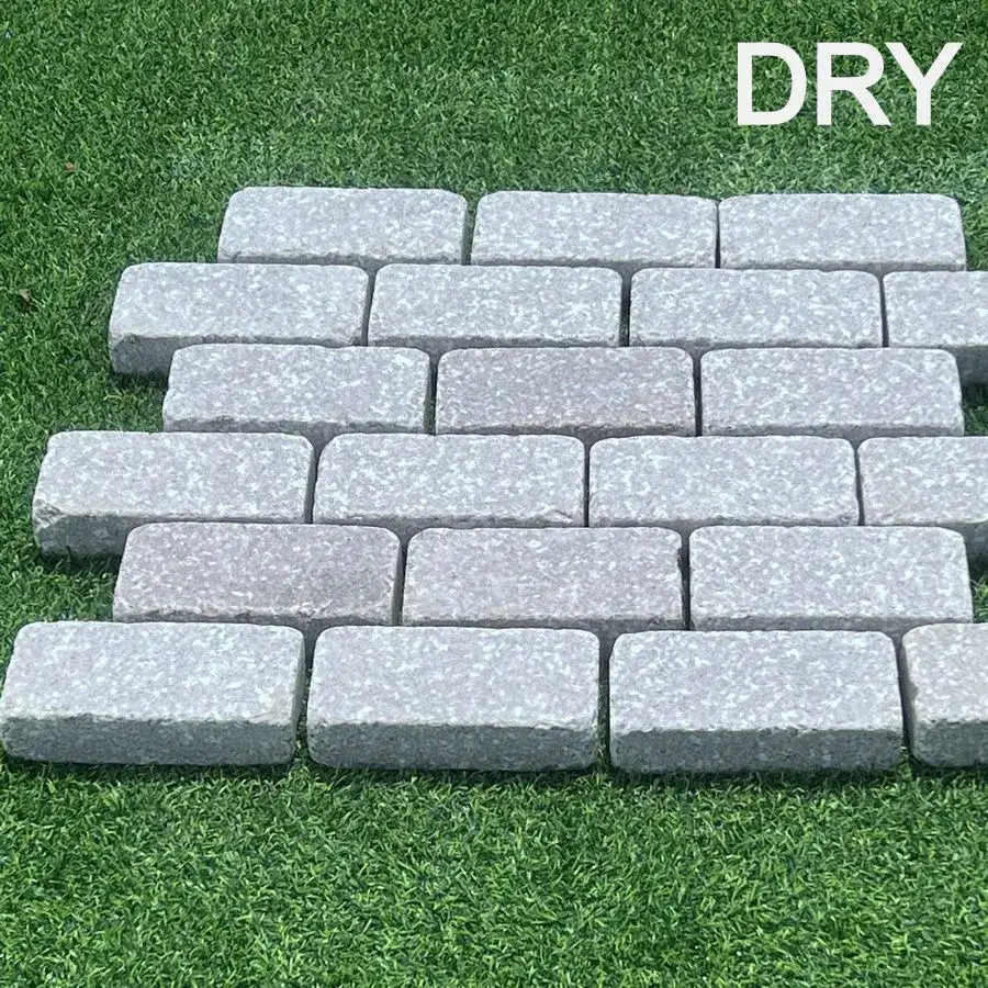 pink grey granite tumbled cobble setts